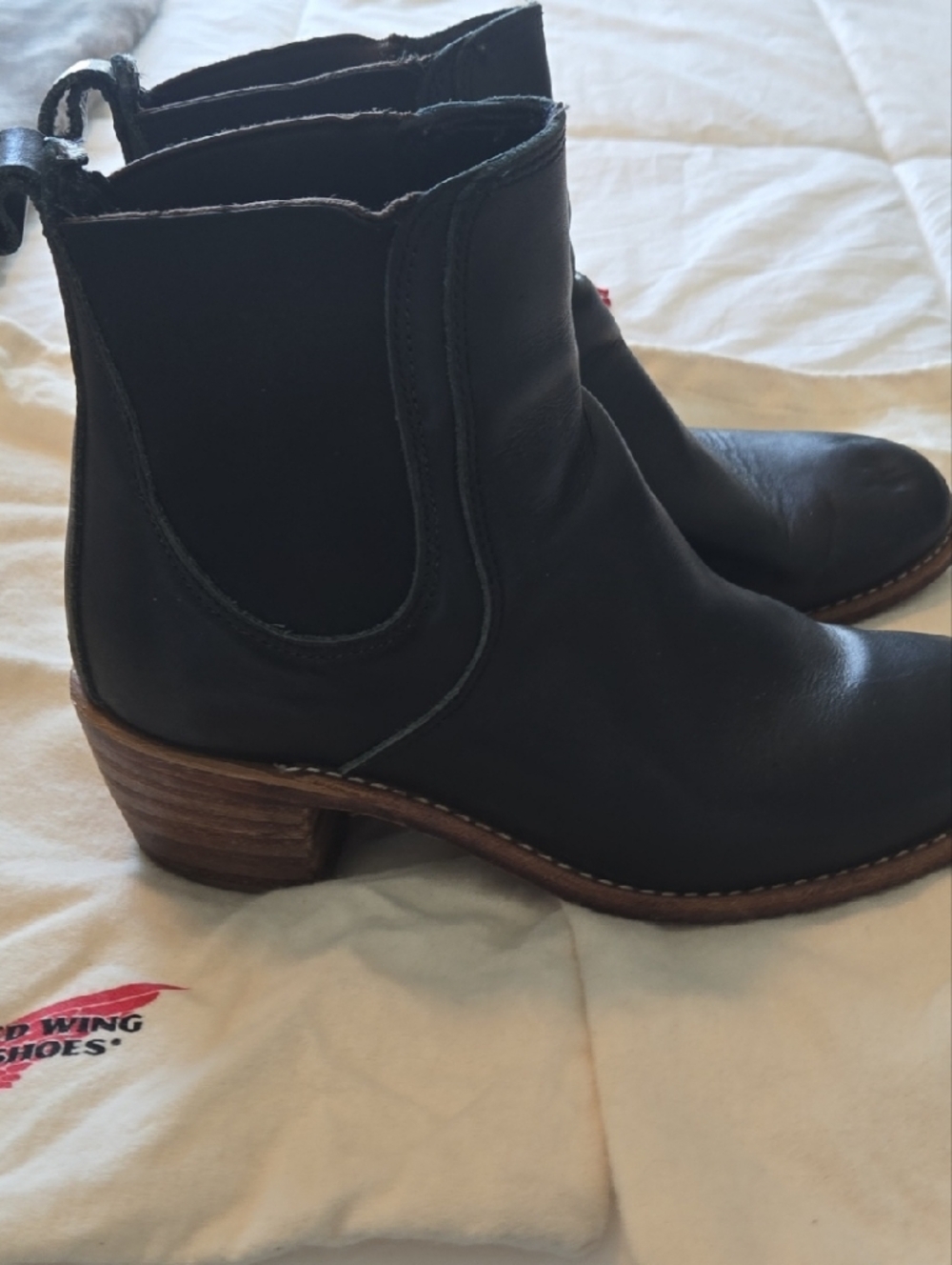 Red Wing Shoes Black Leather Pull-On Chelsea Boots